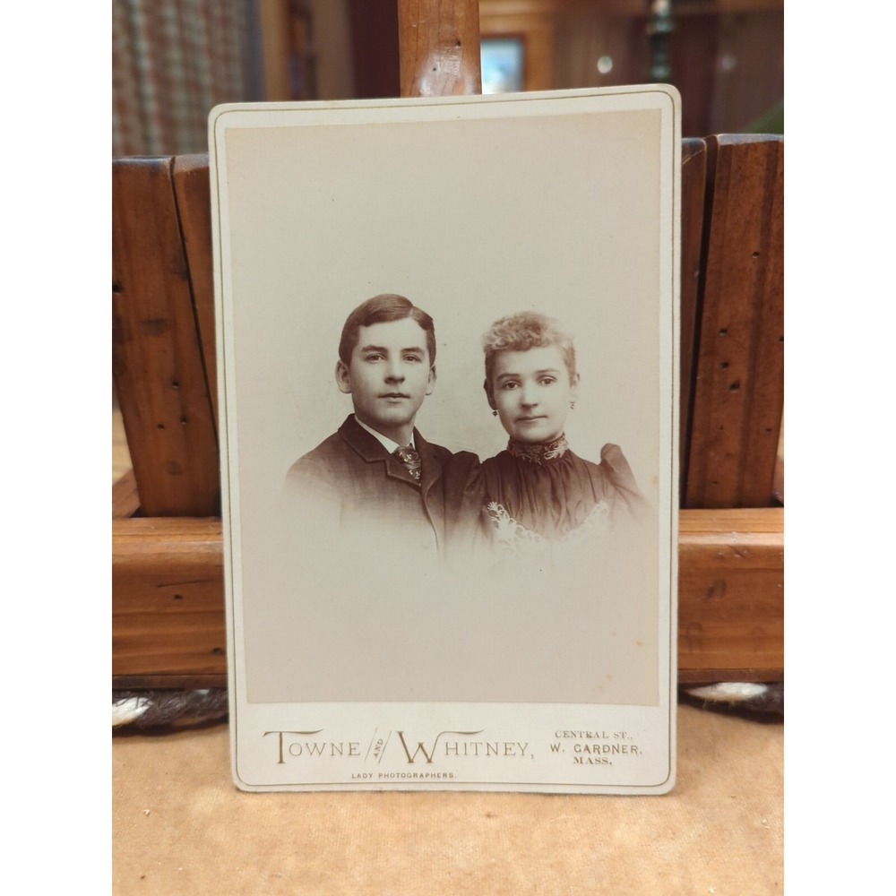 Antique Cabinet Card Photo Victorian Portrait Towne Whitney Gardner MA Unframed